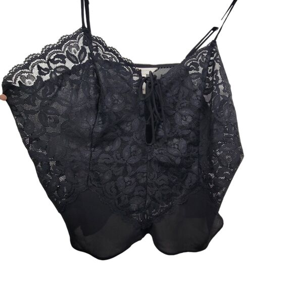 Private Luxuries Black Lace Sheer  Sleep Top Size Large - Picture 4 of 5